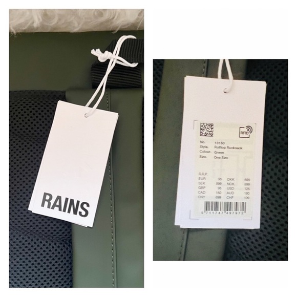 New! RAINS Waterproof Rolltop Rucksack Backpack - Picture 13 of 13